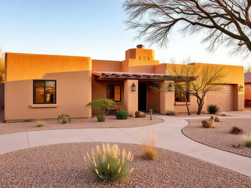 Adobe-style Southwest home with refreshed sand stucco